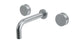 Foundry Two Handle Wall Mount 7.5" Lavatory Faucet with Barrel Knob Handles in Satin Chrome