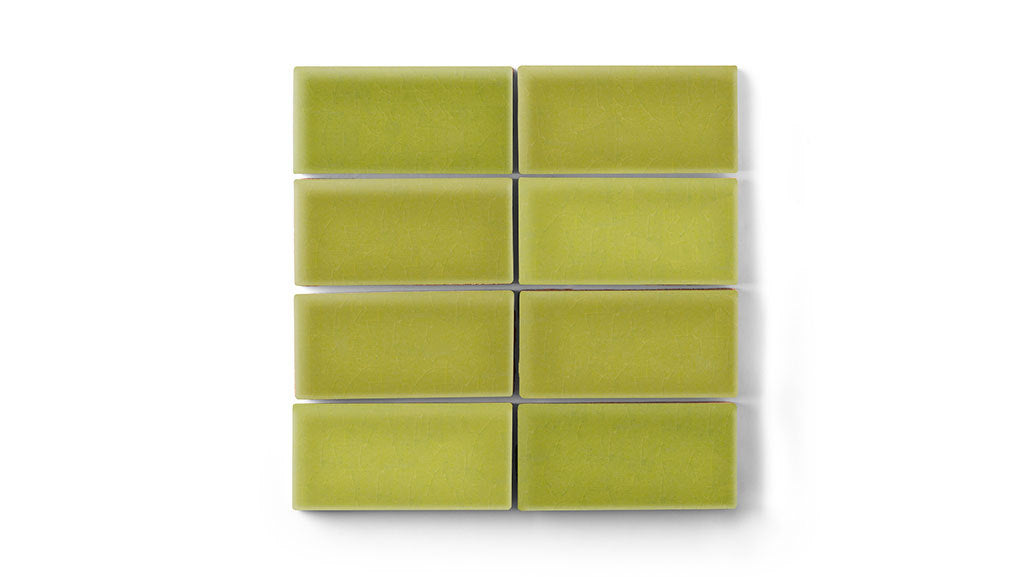 2x4 Straight Set Sheeted Original Ceramic Mosaic Tile in Palm Tree Gloss