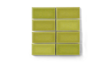 2x4 Straight Set Sheeted Original Ceramic Mosaic Tile in Palm Tree Gloss