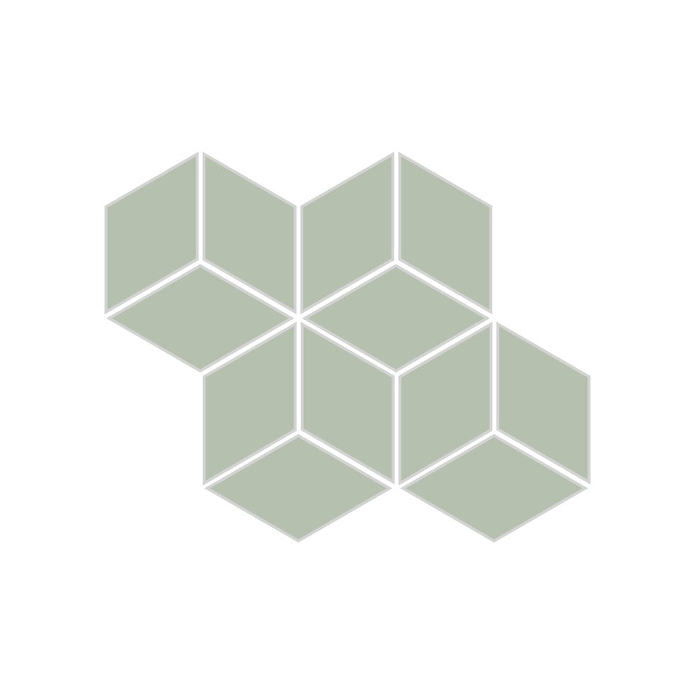 Small Diamond Sheeted - Escher Original Ceramic Mosaic Tile in Rosemary Matte