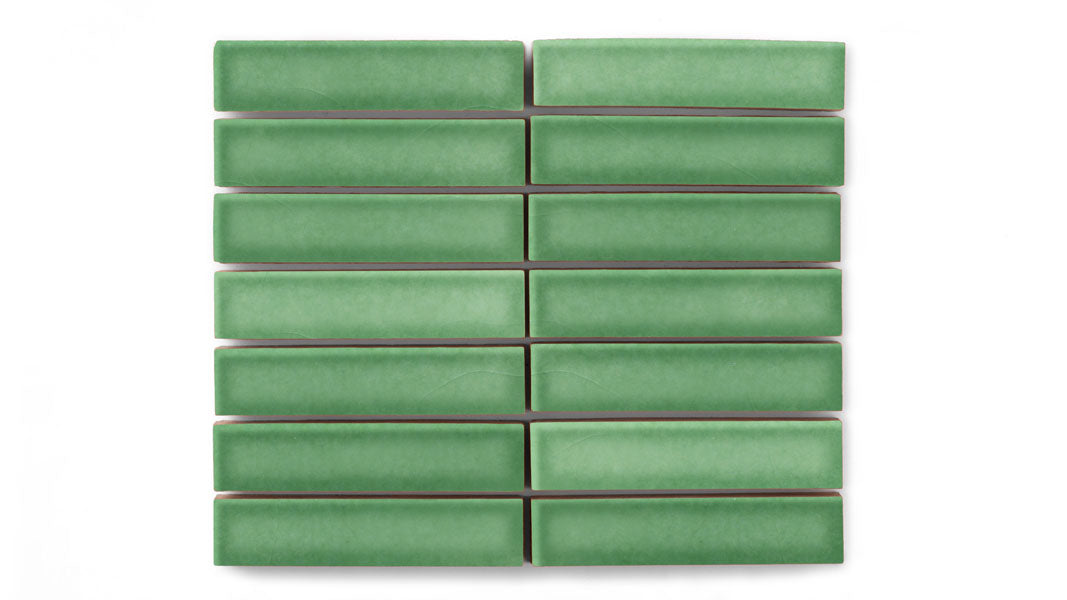 1x4 Straight Set Sheeted Original Ceramic Mosaic Tile in Sea Green Gloss