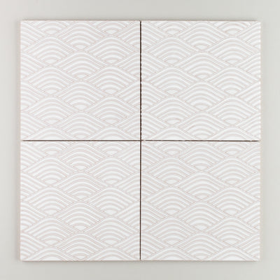 8x8 Handpainted Sample Winter Mountain  in White Motif