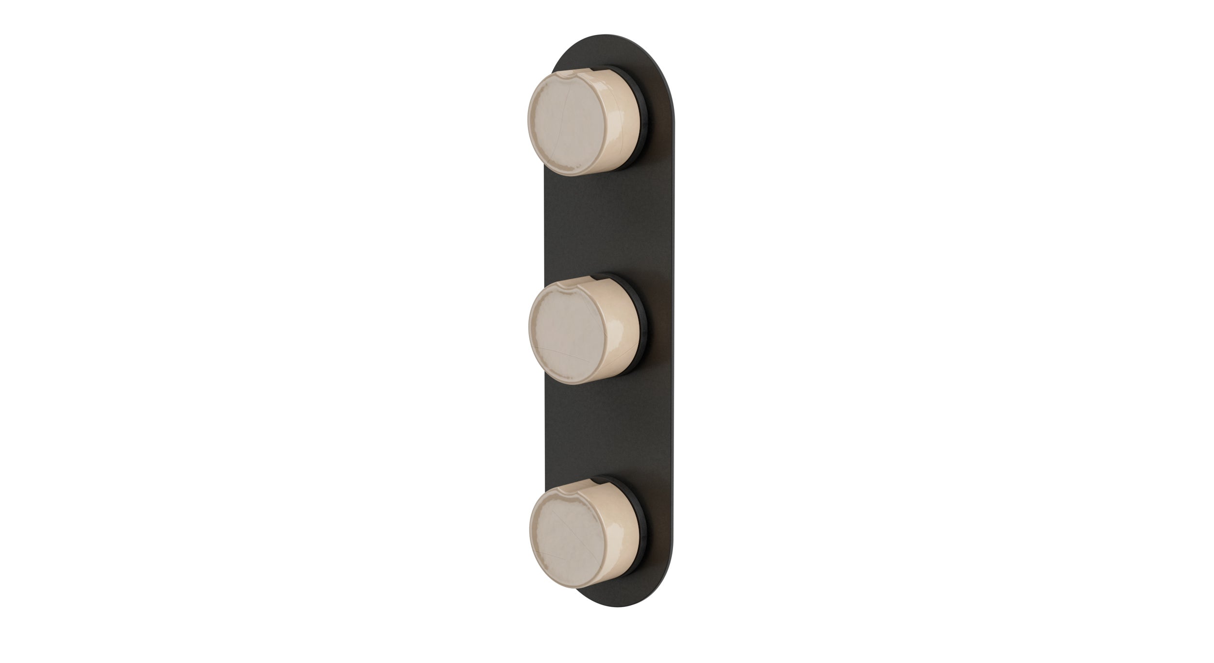 Foundry Three Handle Wall Mount Shower Trim with Groove Ceramic Knob Handles in Blackened Nickel