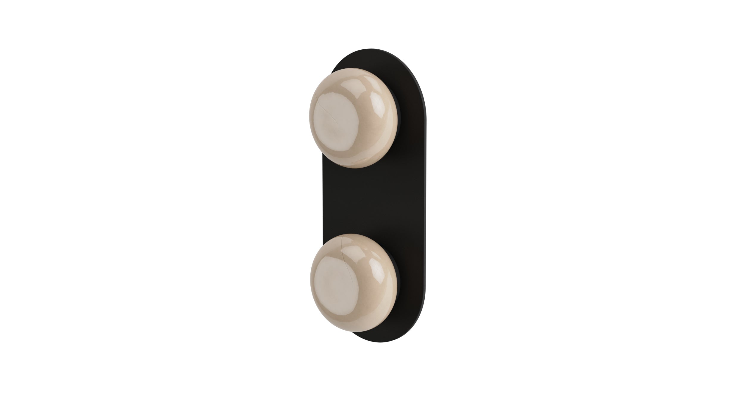 Foundry Two Handle Wall Mount Shower Trim with Pebble Ceramic Knob Handles in Matte Black