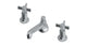 Emerson Two Handle Deck Mount Low Hexagon Lavatory Faucet with Defined Cross Handles in Satin Chrome