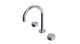 Foundry Two Handle Deck Mount Gooseneck Lavatory Faucet with Barrel Knob Handles in Polished Chrome