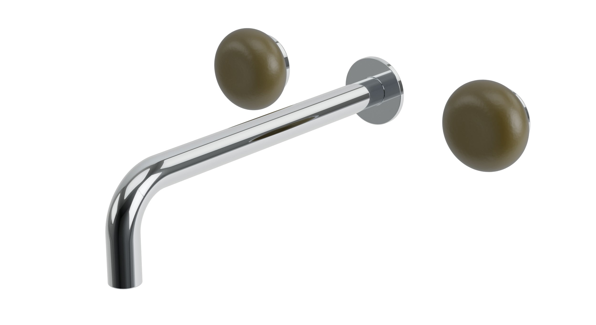 Foundry Two Handle Wall Mount 10" Lavatory Faucet with Pebble Ceramic Knob Handles in Polished Chrome