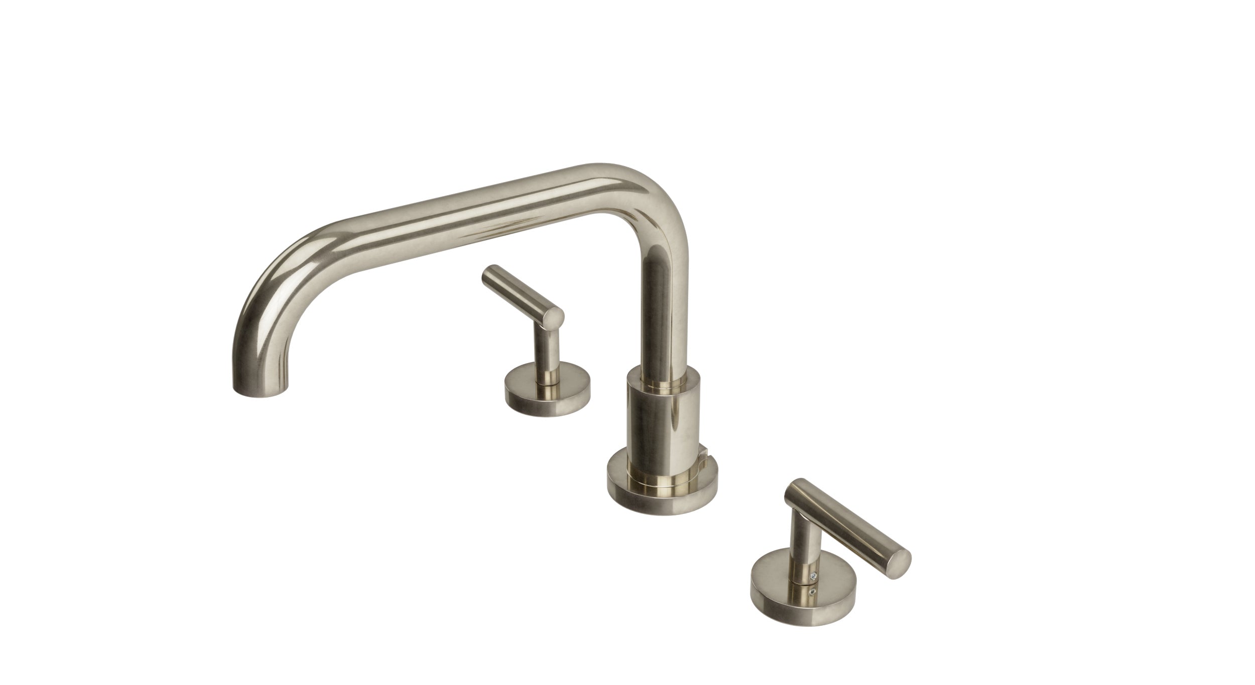 Contour Two Handle Deck Mount Squaretop Bath Trim with Soft Lever Handles in French Nickel