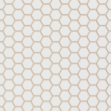1" Hexagon Sheeted Original Ceramic Mosaic Tile in Calcite Gloss