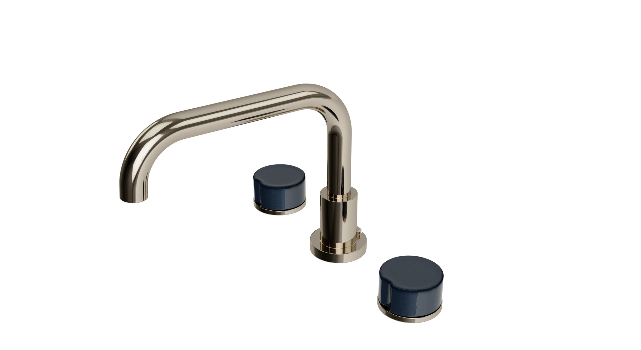 Foundry Two Handle Deck Mount Squaretop Bath Trim with Groove Ceramic Knob Handles in Polished Nickel