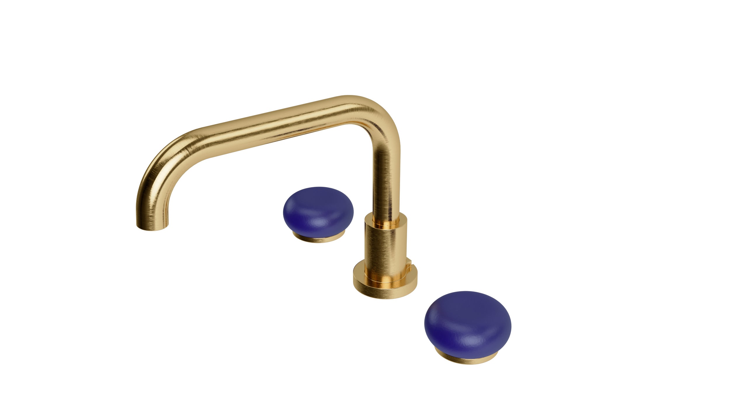 Foundry Two Handle Deck Mount Squaretop Bath Trim with Pebble Ceramic Knob Handles in Satin Brass