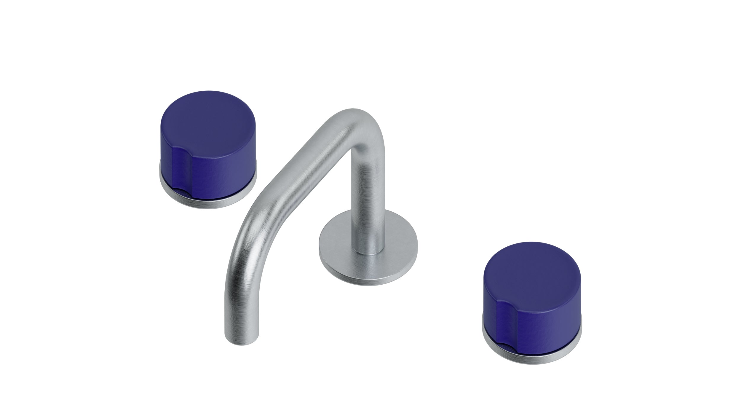 Foundry Two Handle Deck Mount Squaretop Lavatory Faucet with Groove Ceramic Knob Handles