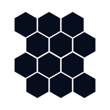 3" Hexagon Sheeted Original Ceramic Mosaic Tile in Navy Blue Matte