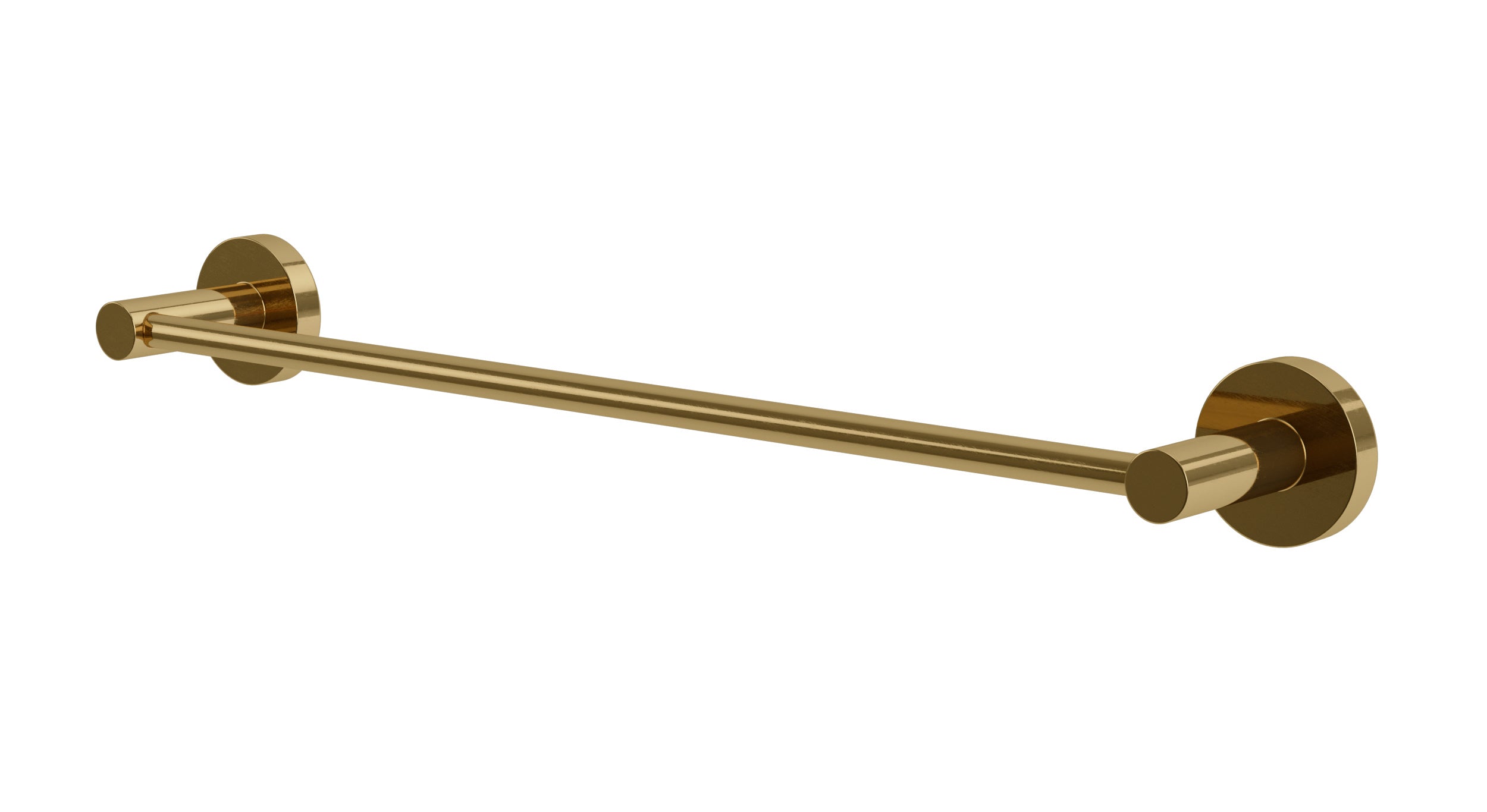 Flatiron Round Towel Bar 18" in Uncoated Polished Brass