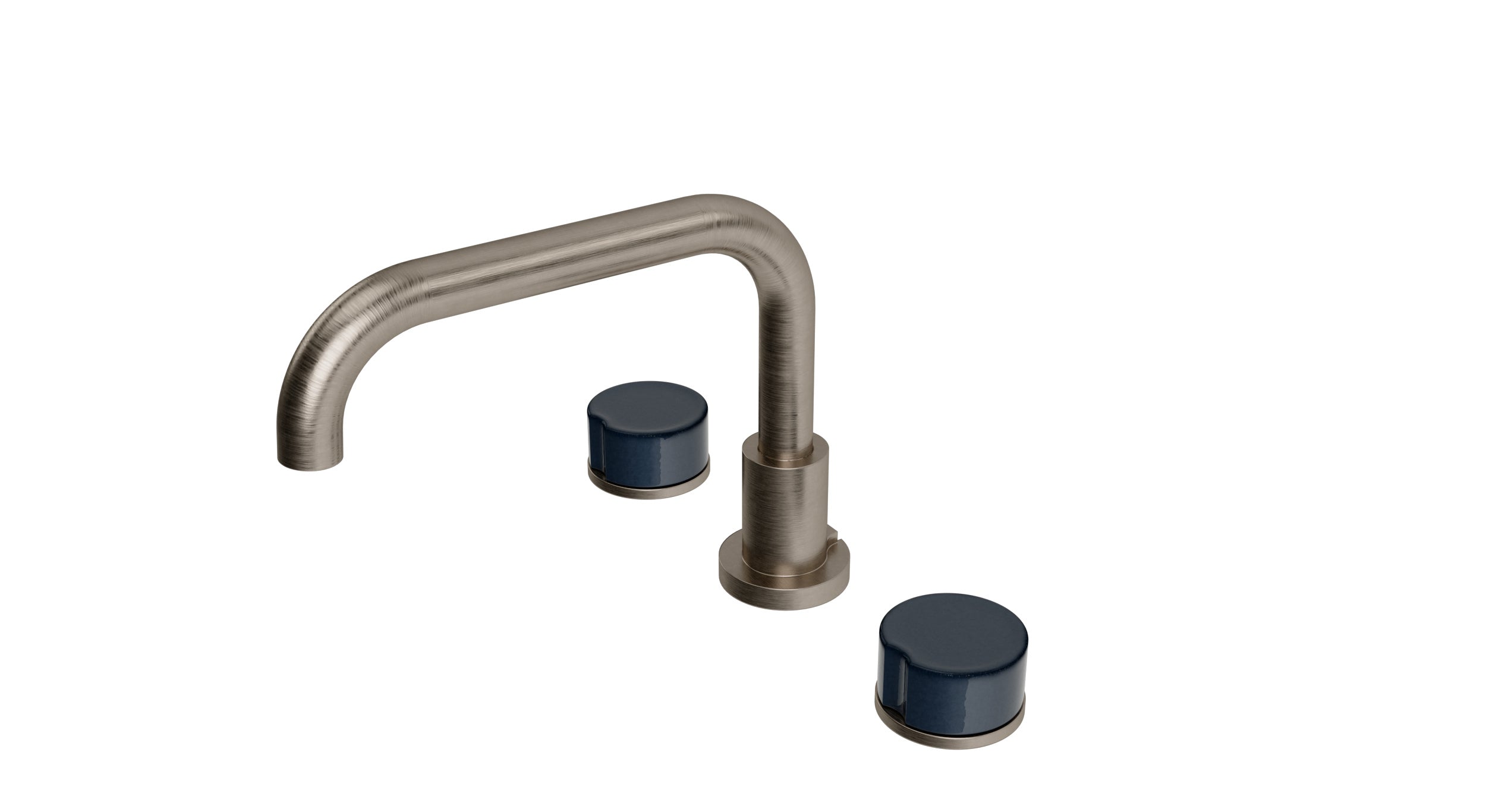 Foundry Two Handle Deck Mount Squaretop Bath Trim with Groove Ceramic Knob Handles in Antique Nickel