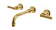 Emerson Two Handle Wall Mount 8.25" Lavatory Faucet with Classic Lever Handles in French Brass