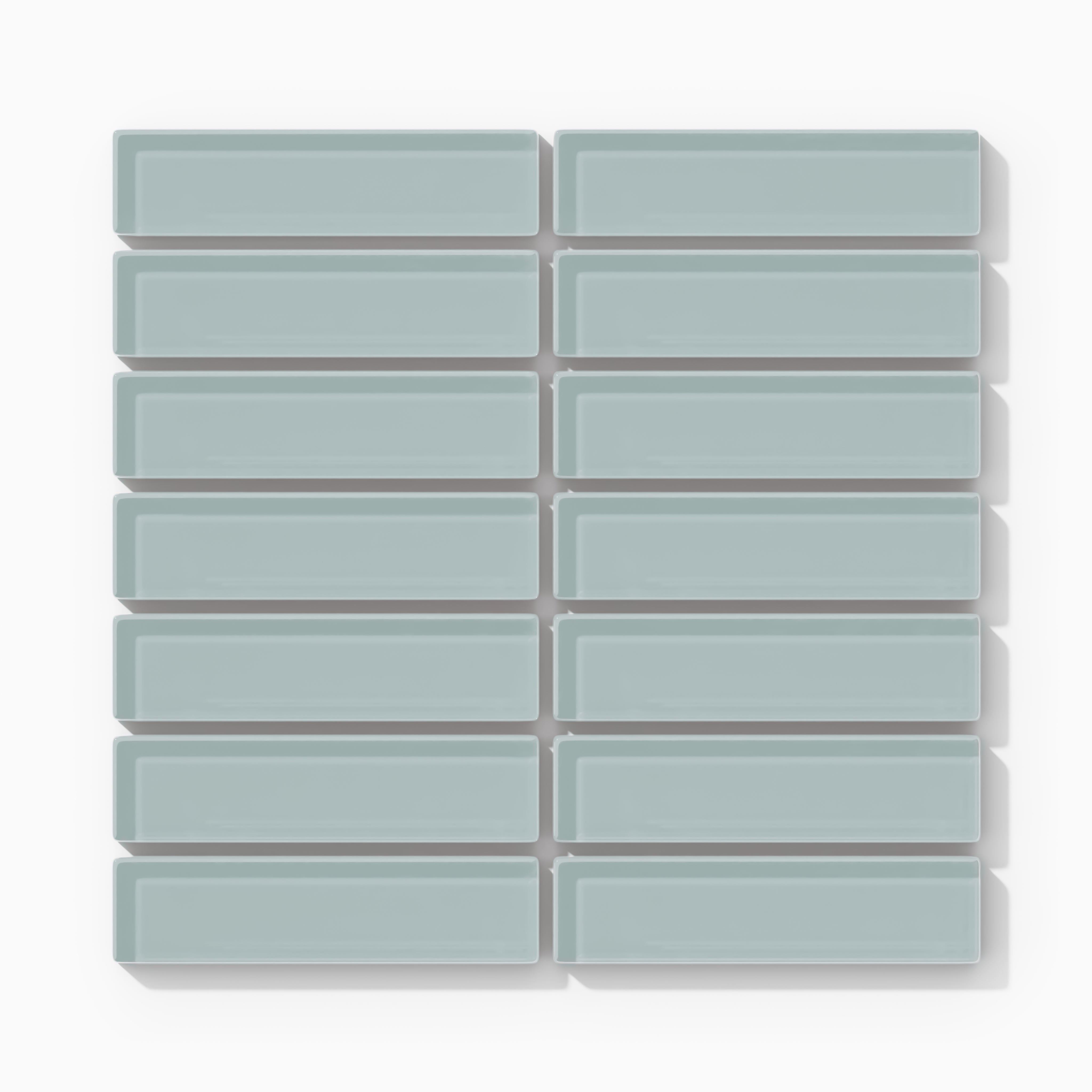 1x4 Straight Set Sheeted Glass Mosaic Tile in Great Blue Heron Gloss