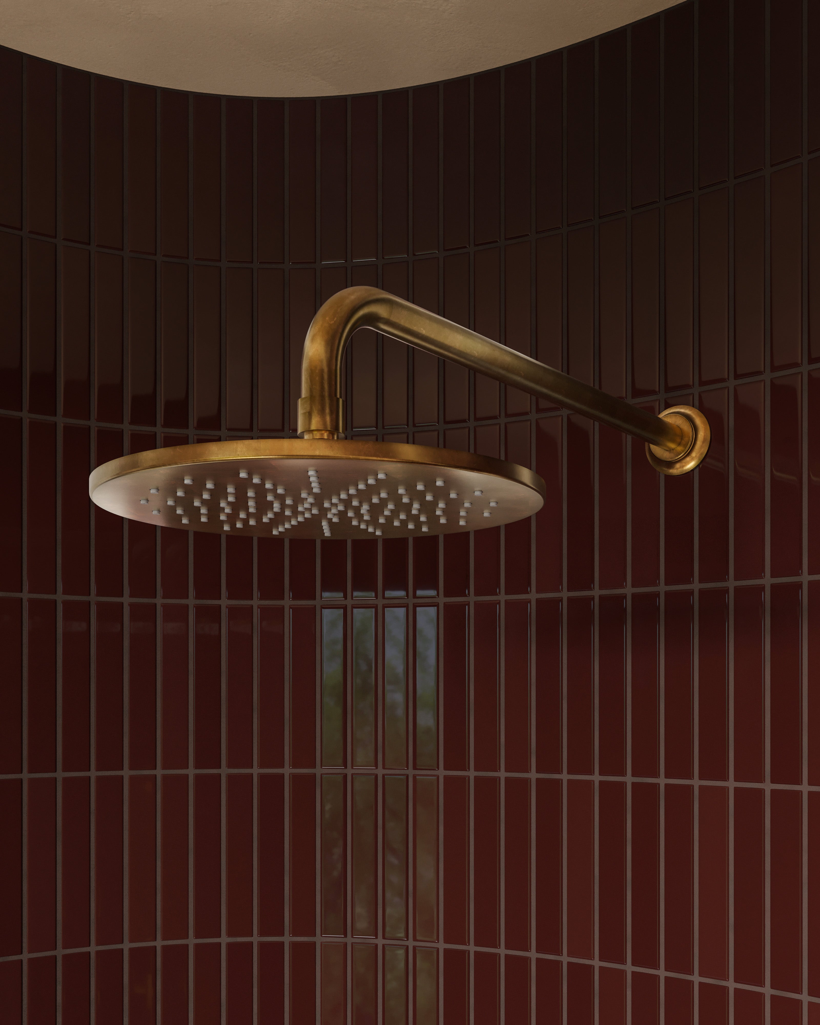 Shower 8" Flat Shower Head in Uncoated Polished Brass