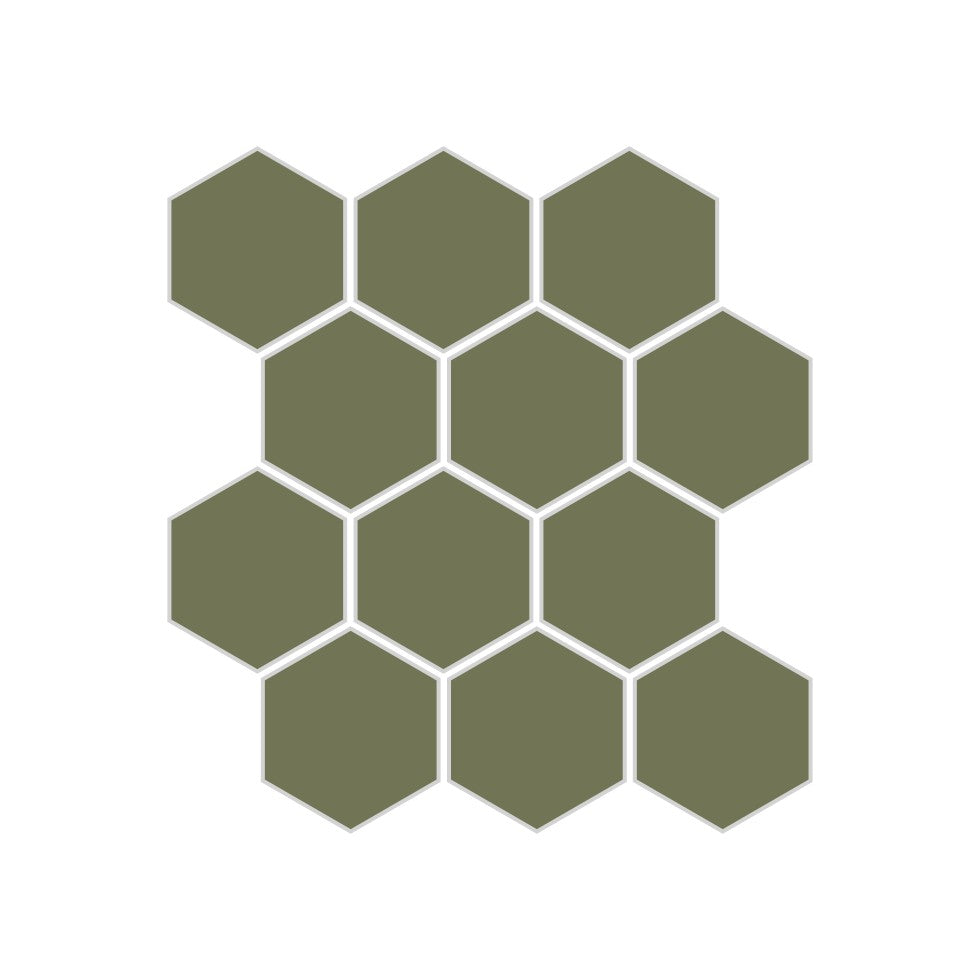 2" Hexagon Sheeted Original Ceramic Mosaic Tile in Peabody Matte