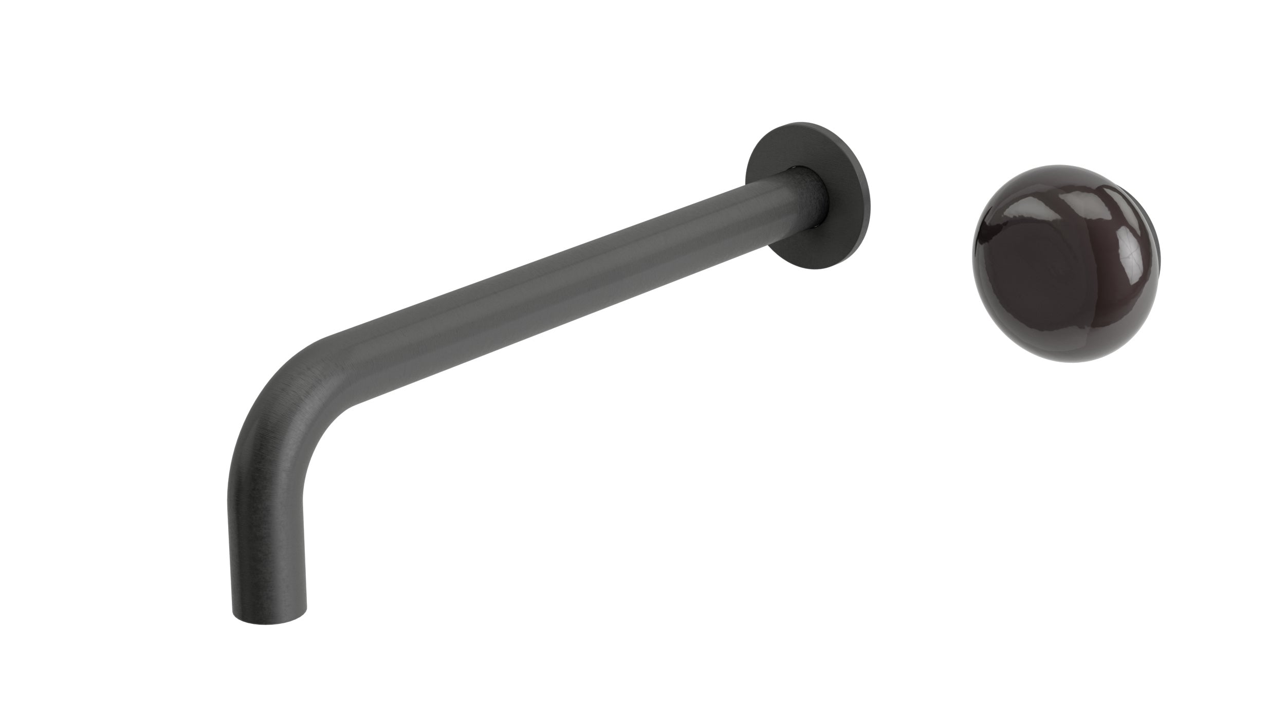 Foundry One Handle Wall Mount 10" Lavatory Faucet with Pebble Ceramic Knob Handle in Blackened Nickel