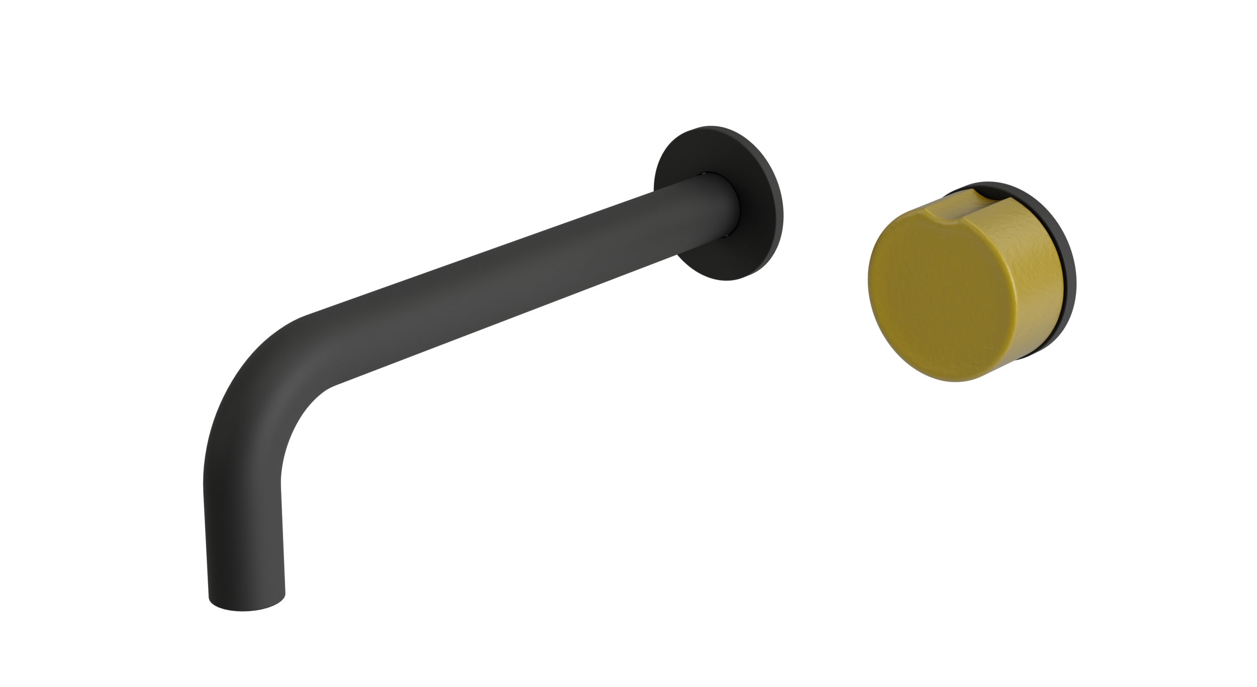 Foundry One Handle Wall Mount 7.5" Lavatory Faucet with Groove Ceramic Knob Handle in Matte Black