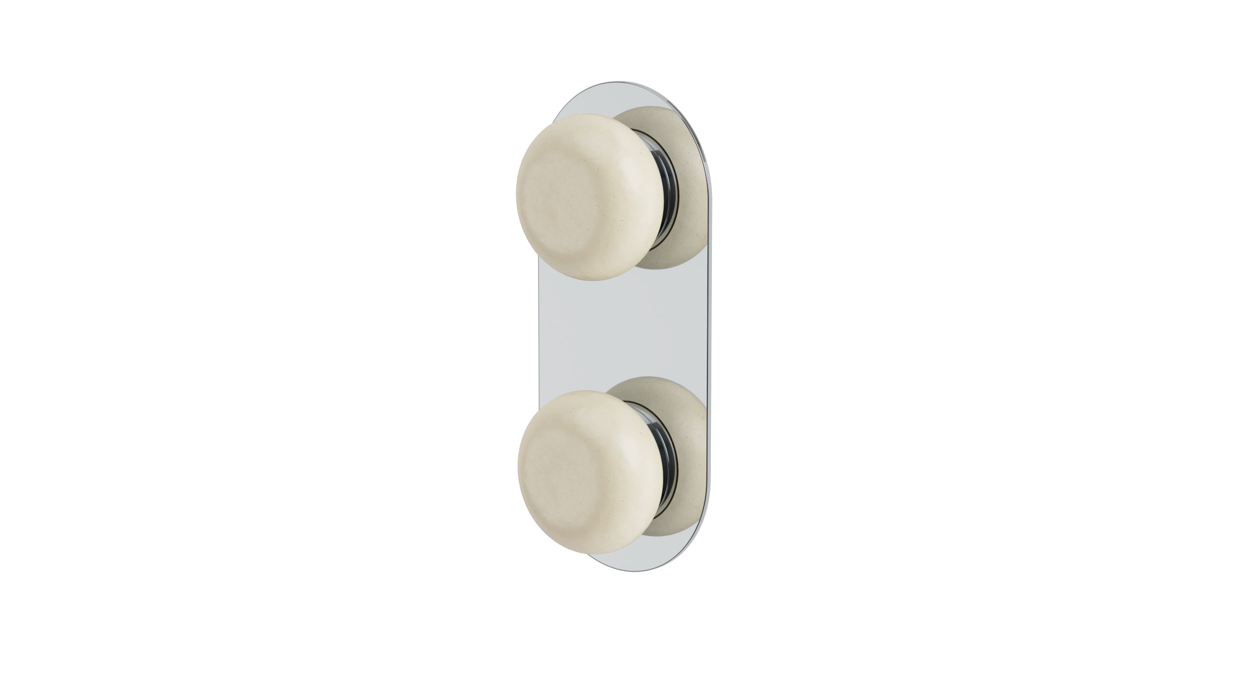 Foundry Two Handle Wall Mount Shower Trim with Pebble Ceramic Knob Handles in Polished Chrome