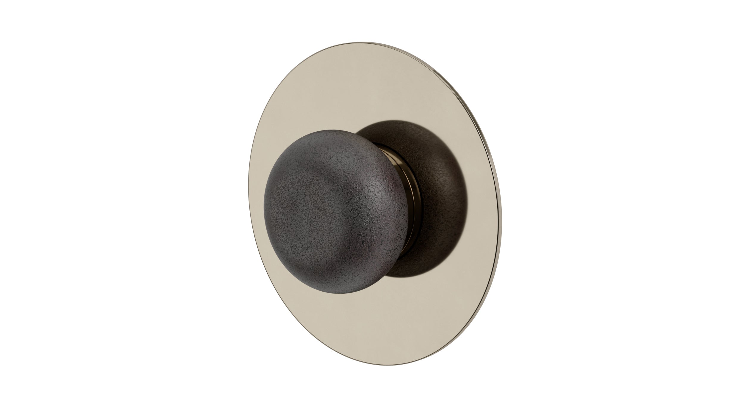 Foundry One Handle Wall Mount Shower Trim with Pebble Ceramic Knob Handle in Polished Nickel