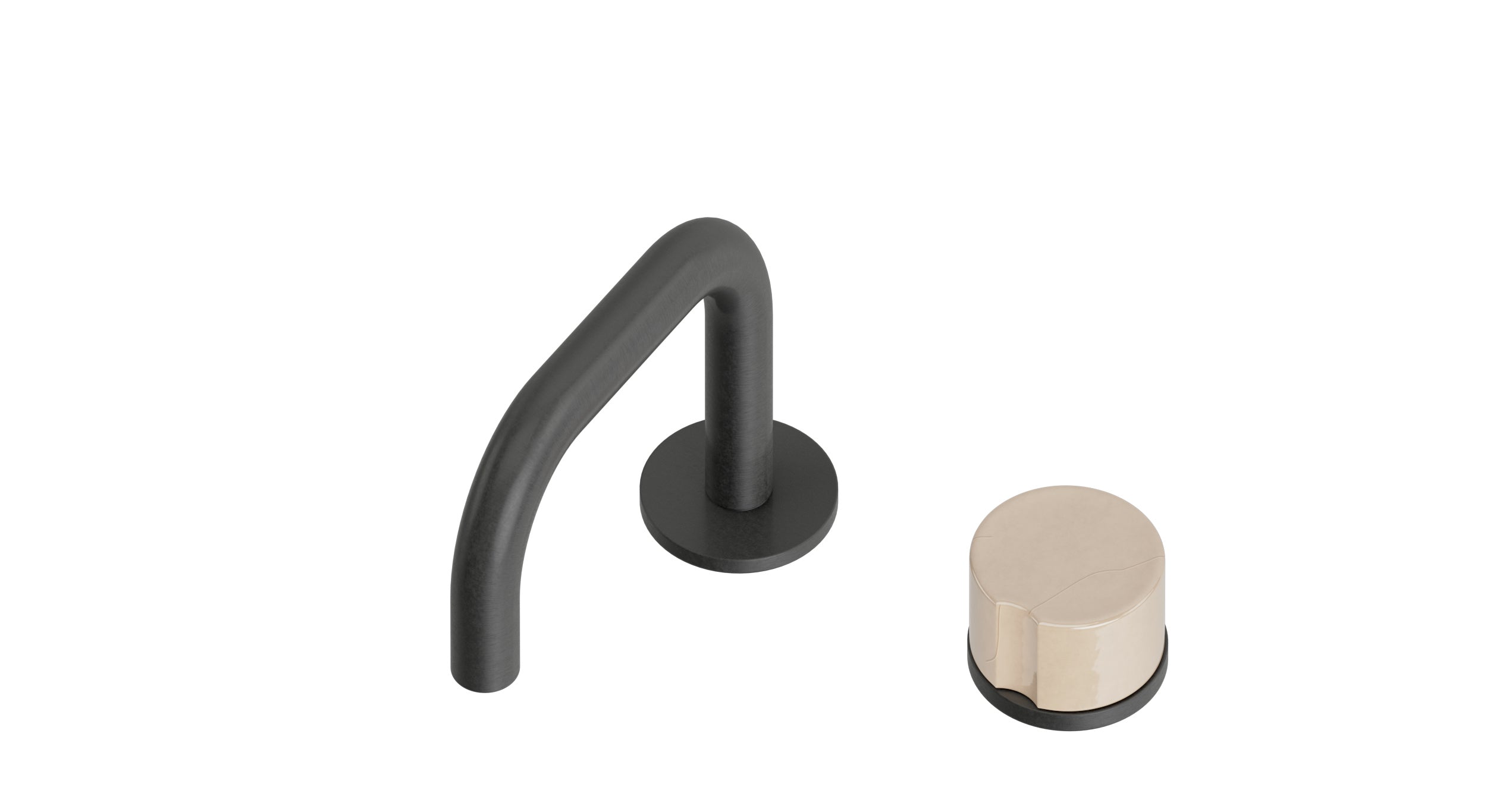 Foundry One Handle Deck Mount Squaretop Lavatory Faucet with Groove Ceramic Knob Handle in Blackened Nickel