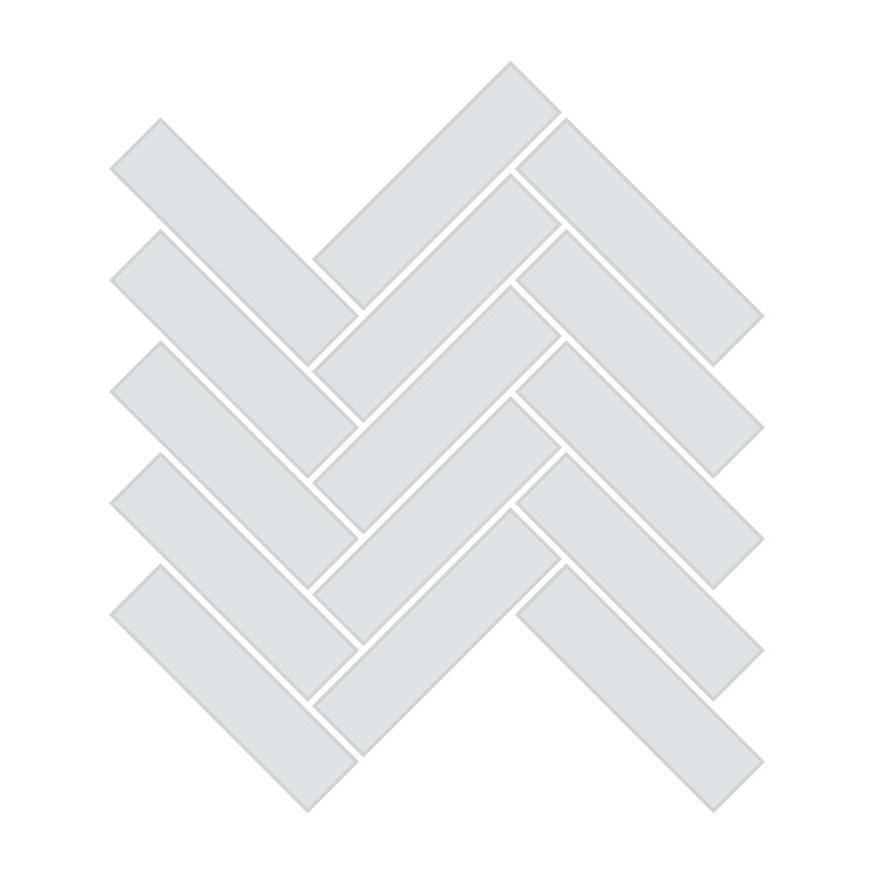1x4 Herringbone Sheeted Glass Mosaic Tile in Snowy Owl Gloss