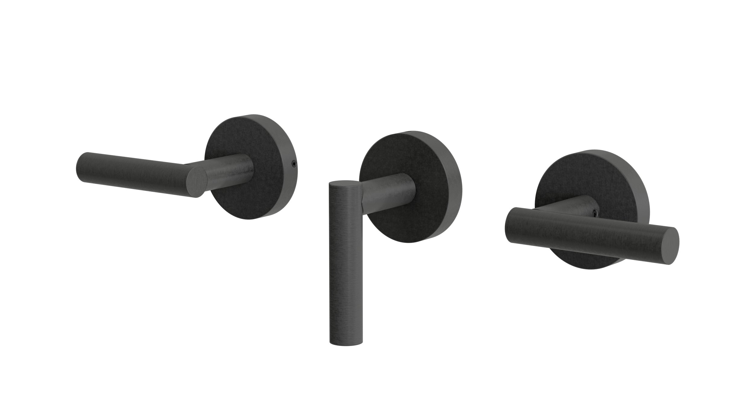 Contour Three Handle Wall Mount Bath Trim with Diverter/Volume Control and Soft Lever Handles in Blackened Nickel