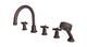 Emerson Three Handle Deck Mount Gooseneck Bath Trim with Hand Shower and Defined Cross Handles in Architectural Copper
