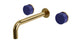 Foundry Two Handle Wall Mount 7.5" Lavatory Faucet with Groove Ceramic Knob Handles in Uncoated Polished Brass
