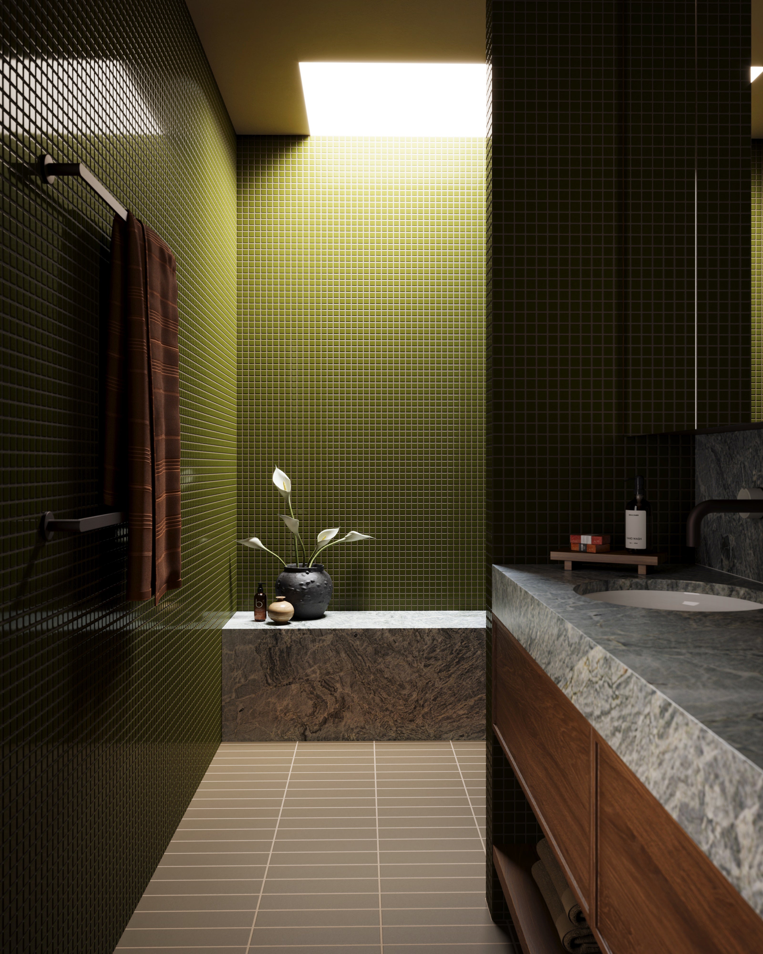 1x1 Straight Set Sheeted Original Ceramic Mosaic Tile in Bonsai Gloss