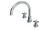 Flatiron Two Handle Deck Mount Gooseneck Bath Trim with Linear Cross Handles in Satin Chrome