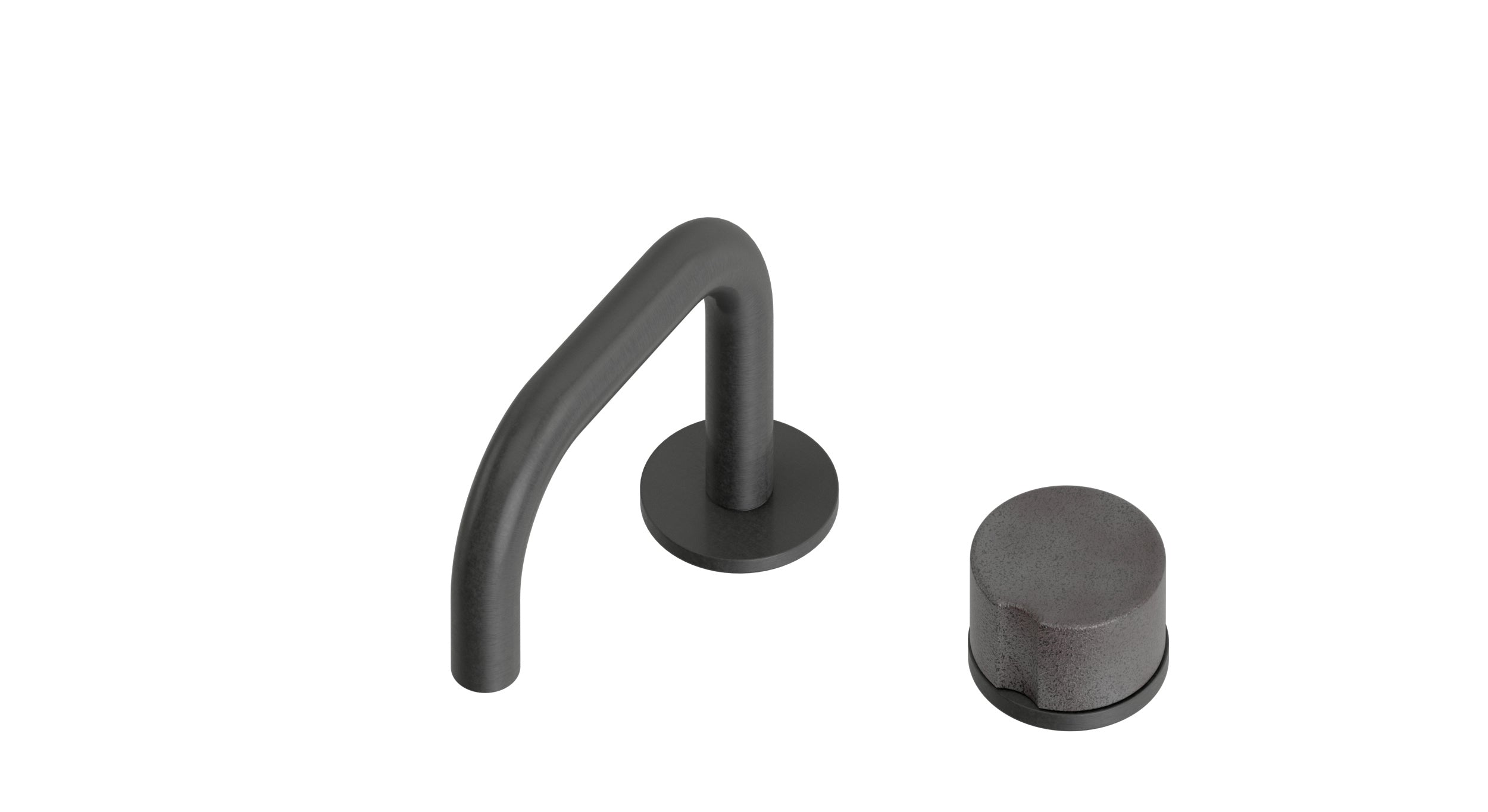 Foundry One Handle Deck Mount Squaretop Lavatory Faucet with Groove Ceramic Knob Handle in Blackened Nickel