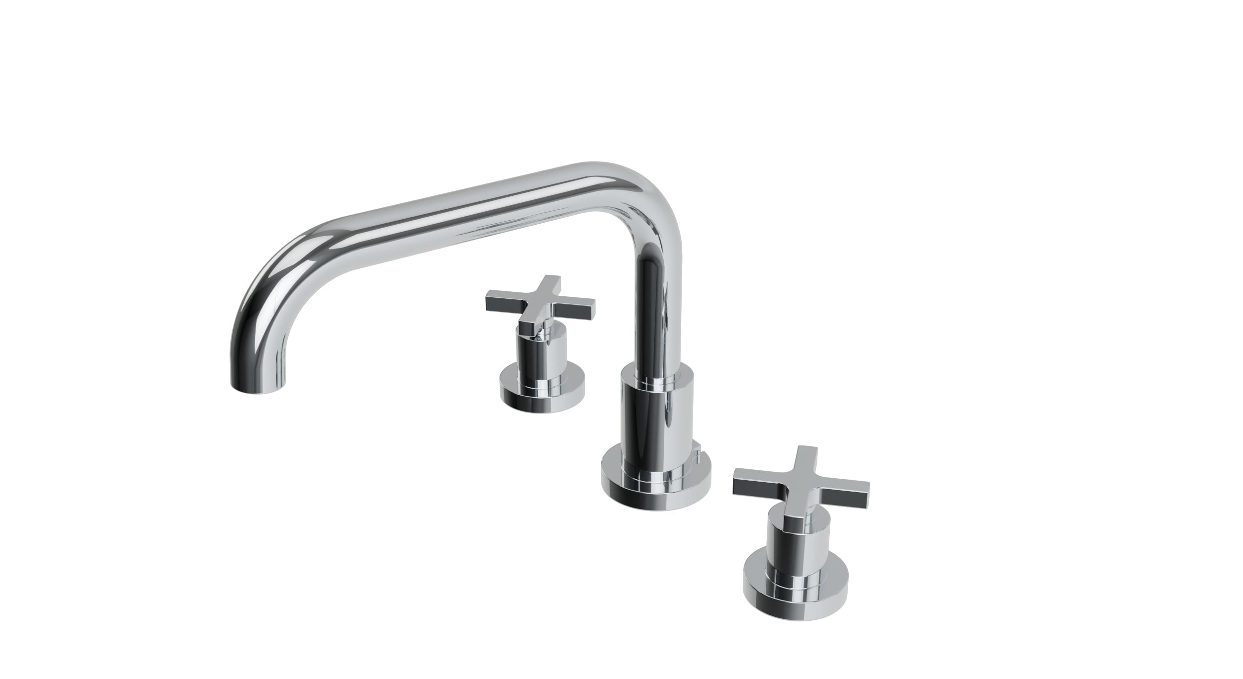 Flatiron Two Handle Deck Mount Squaretop Bath Trim with Linear Cross Handles
