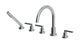 Flatiron Three Handle Deck Mount Gooseneck Bath Trim with Hand Shower and Linear Lever Handles in Satin Chrome