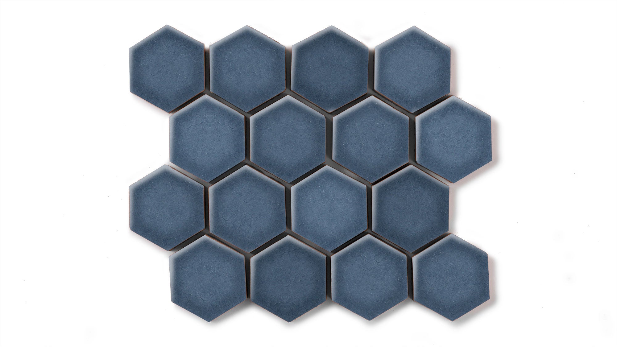 2" Hexagon Sheeted Original Ceramic Mosaic Tile in Slate Blue Gloss