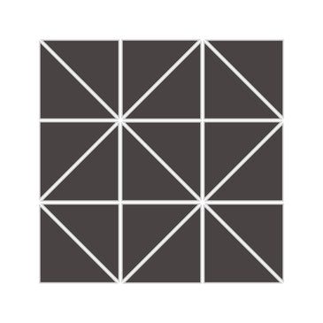 3" Triangle Sheeted - Quadrant Original Ceramic Mosaic Tile in Carbon Gloss