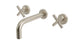 Contour Two Handle Wall Mount 7.5" Lavatory Faucet with Soft Cross Handles in Satin Nickel