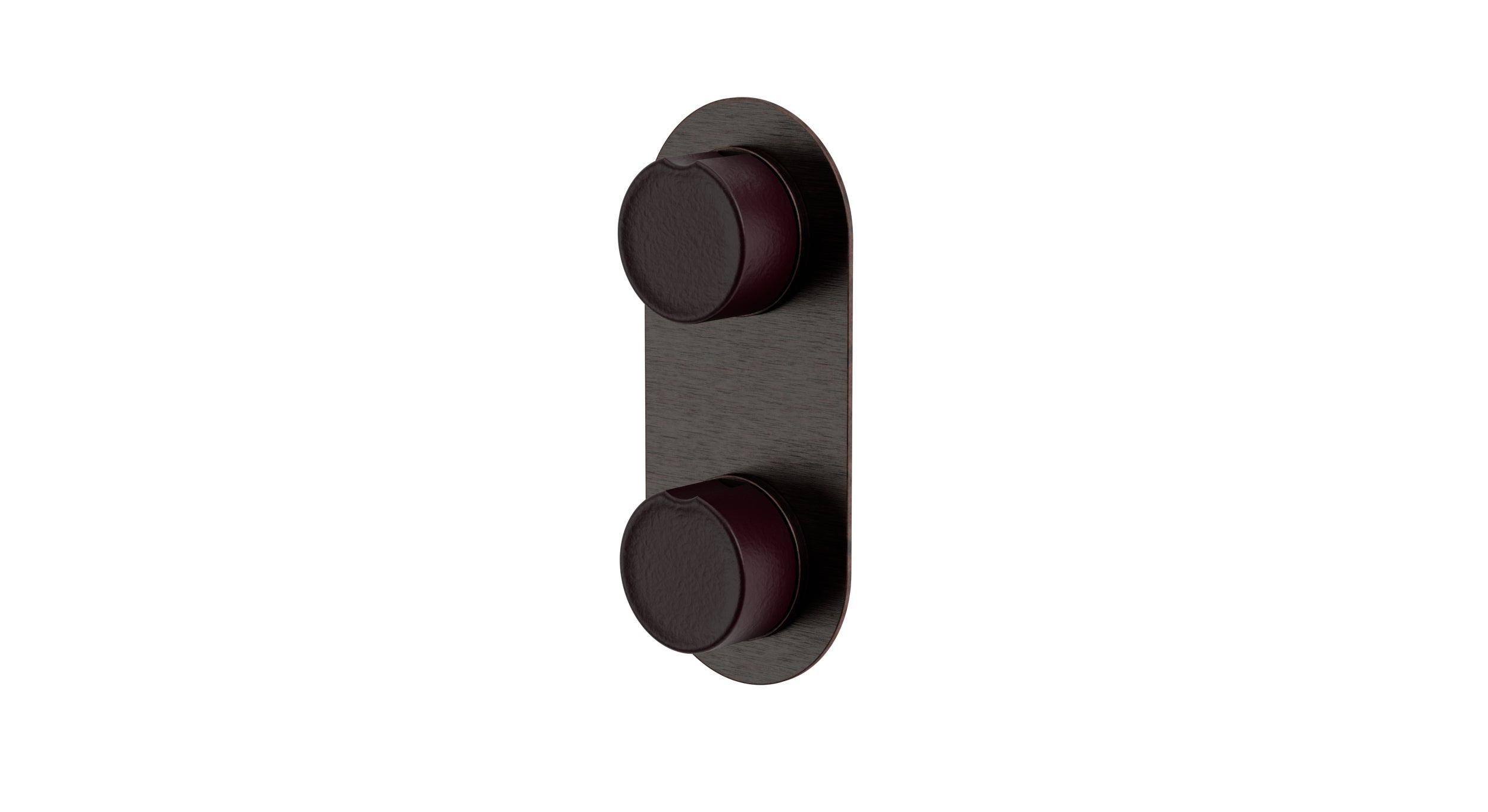 Foundry Two Handle Wall Mount Shower Trim with Groove Ceramic Knob Handles in Antique Bronze