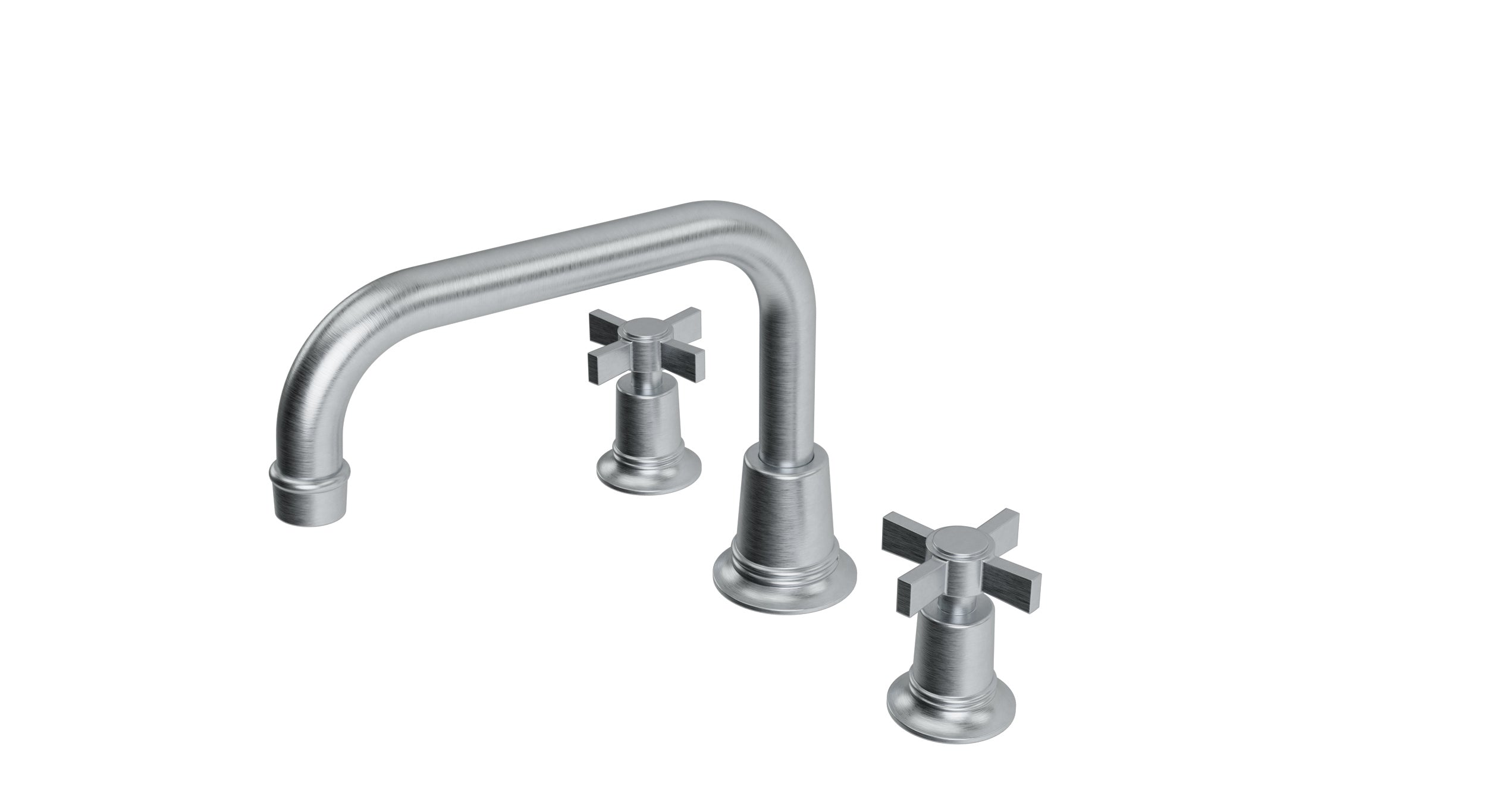 Emerson Two Handle Deck Mount Squaretop Bath Trim with Defined Cross Handles in Satin Chrome
