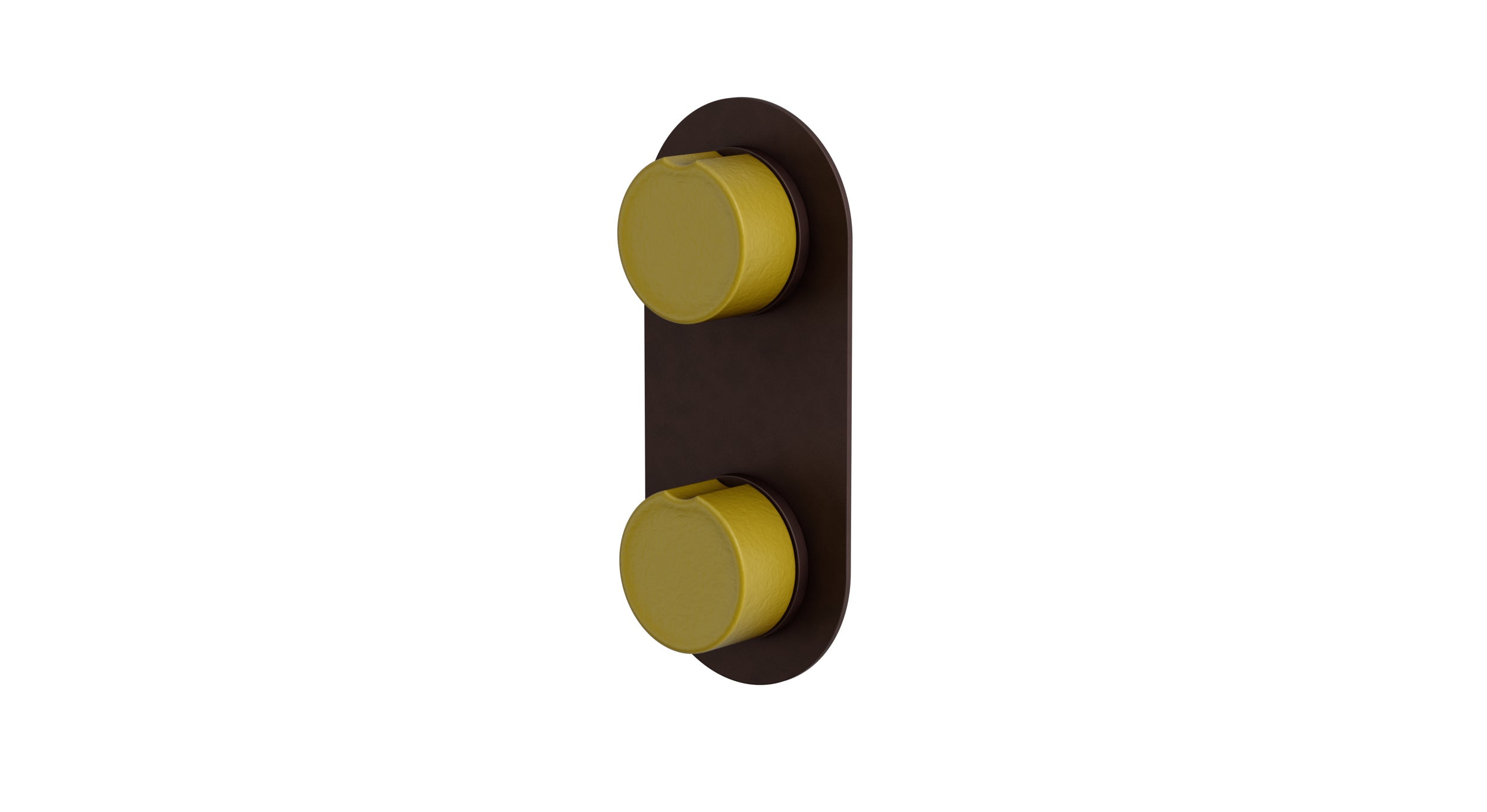 Foundry Two Handle Wall Mount Shower Trim with Groove Ceramic Knob Handles in Architectural Copper
