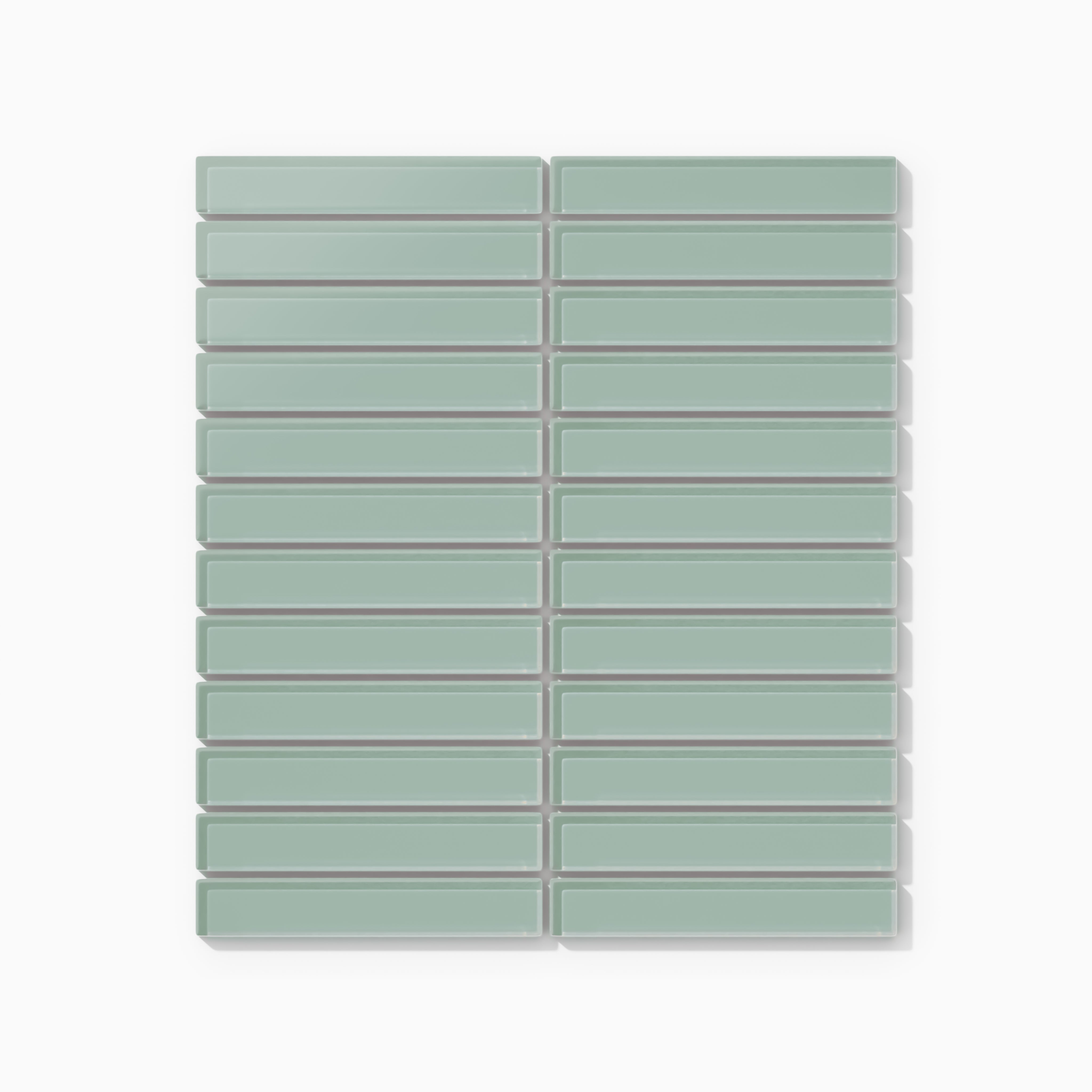 1x6 Straight Set Sheeted Glass Mosaic Tile in Kingfisher Matte