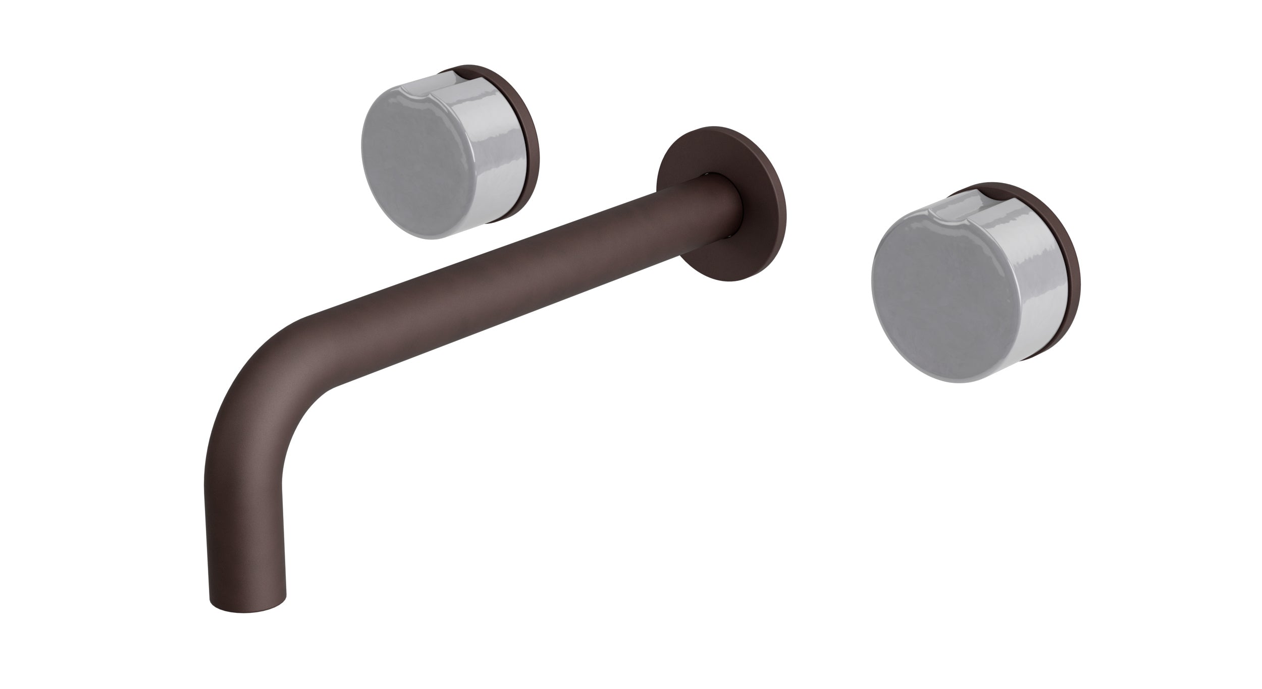 Foundry Two Handle Wall Mount 7.5" Lavatory Faucet with Groove Ceramic Knob Handles in Architectural Copper