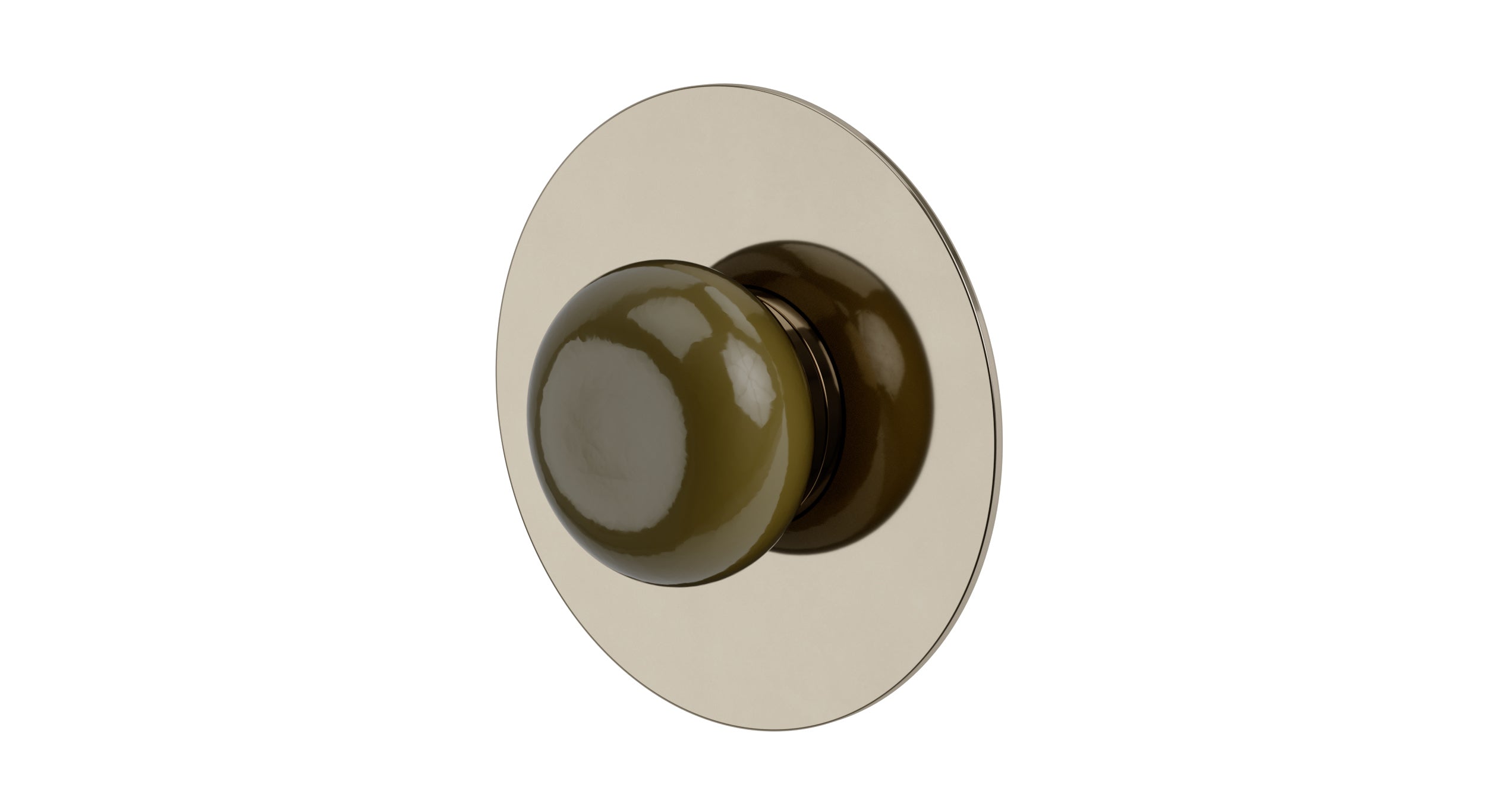 Foundry One Handle Wall Mount Shower Trim with Pebble Ceramic Knob Handle in Polished Nickel