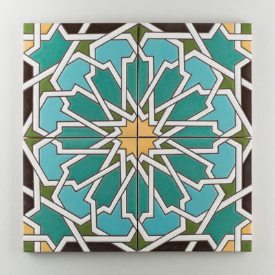 8x8 Handpainted Sample Persian Star  in Warm Motif