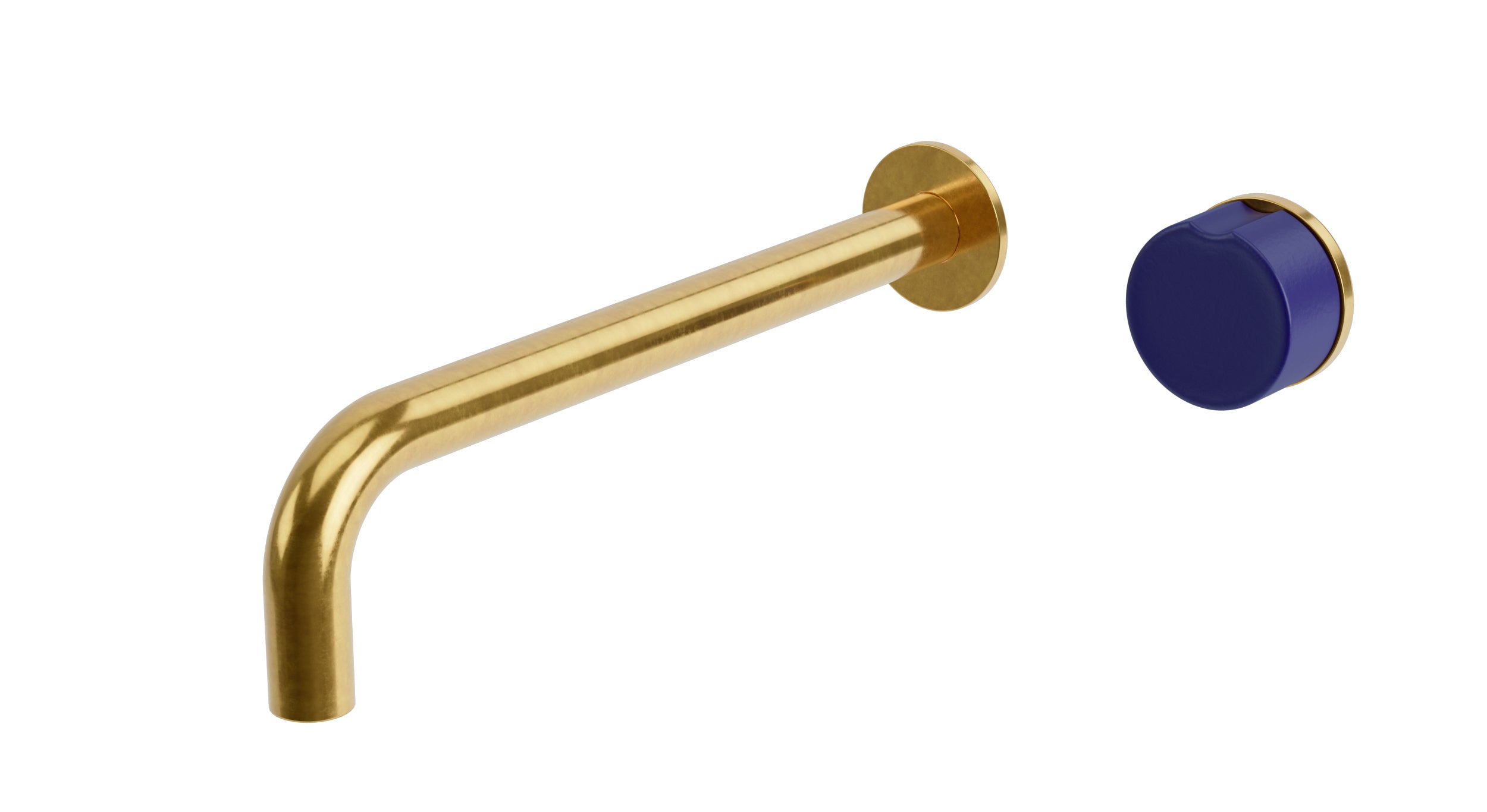 Foundry One Handle Wall Mount 10" Lavatory Faucet with Groove Ceramic Knob Handle in French Brass