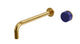 Foundry One Handle Wall Mount 10" Lavatory Faucet with Groove Ceramic Knob Handle in French Brass