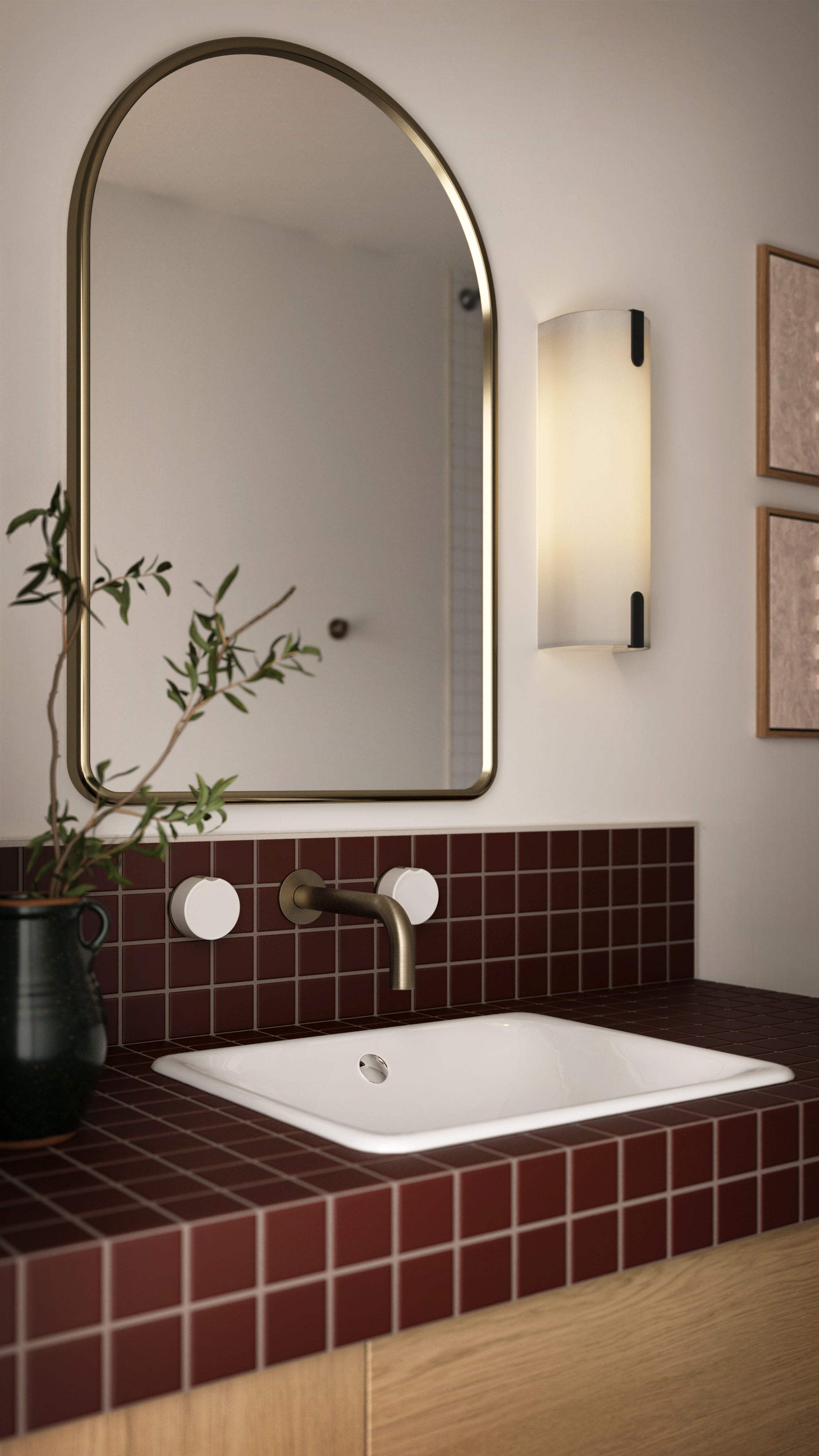 2x2 Straight Set Sheeted Original Ceramic Mosaic Tile in Garnet Matte